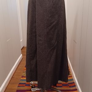 J Jill Wool Herringbone Skirt Fully Lined  Maxi A Line XL Vintage EUC